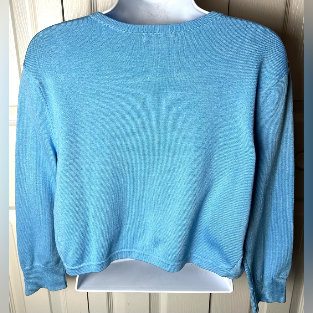 LILLY PULITZER Cardigan Sweater Open Blue Cropped Long Sleeve - Picture 3 of 9